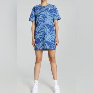Puma Blue Graphic Palm Resort Casual T-Shirt Style Dress Size XL